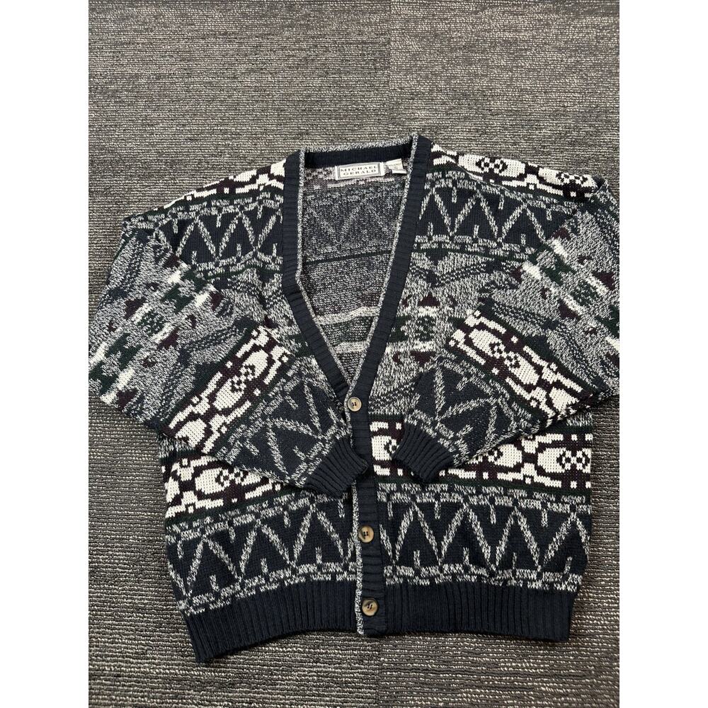 Michael Gerald VTG XL Cardigan Sweater Mens Geometric Pattern